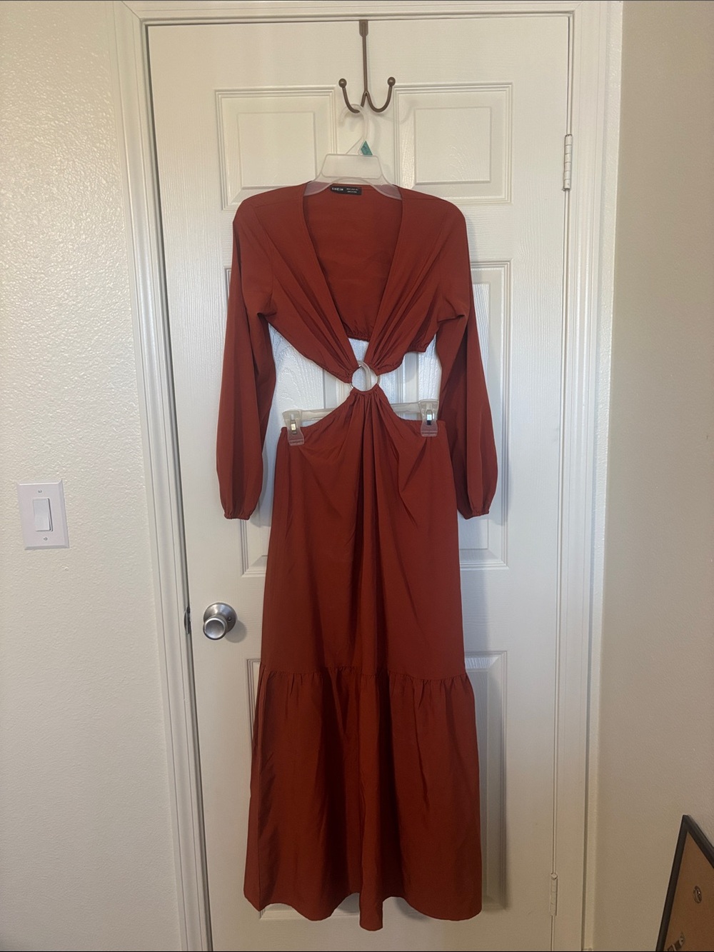 SHEIN Rust Ring-Front Maxi Dress